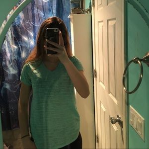Light turquoise vneck tee shirt